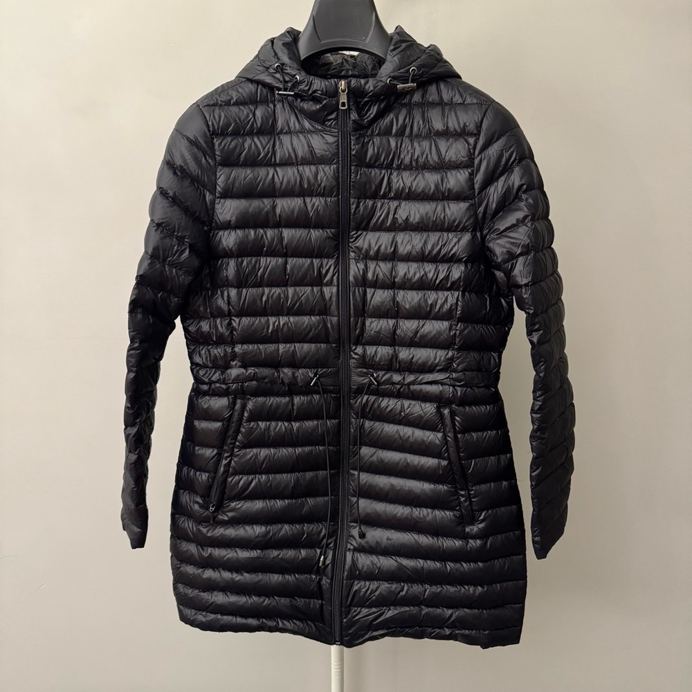 CONTEMPORAINS Lightweight Packable Winter Puffer Black Hooded Down Jacket Coat. - Picture 3 of 16
